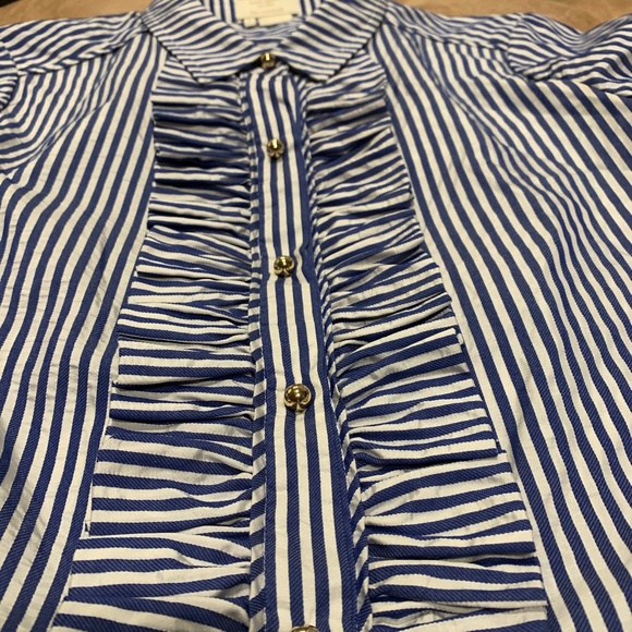 Kate Spade Silk Striped Ruffle Blouse - Picture 4 of 10